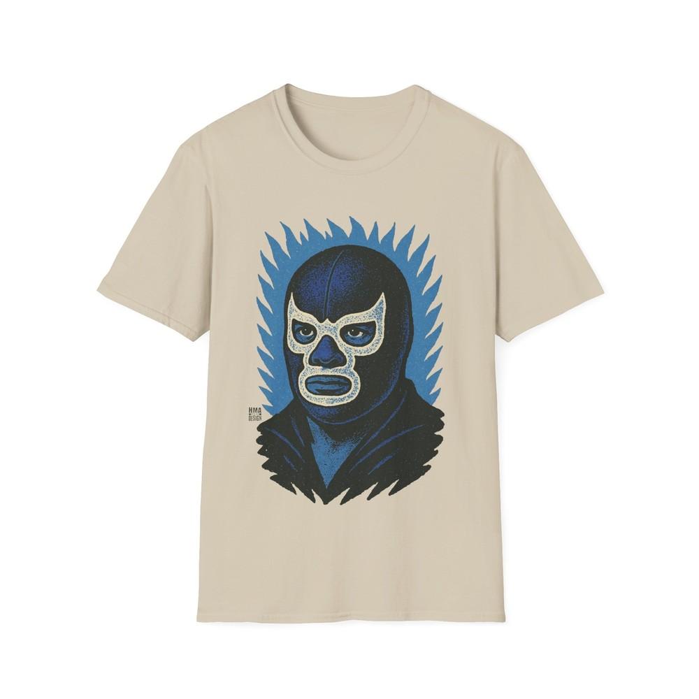 

Lo-Fi Blue Demon T-Shirt Mexican Wrestler Tee Lucha Libre Shirt Retro Unisex T-Shirt S