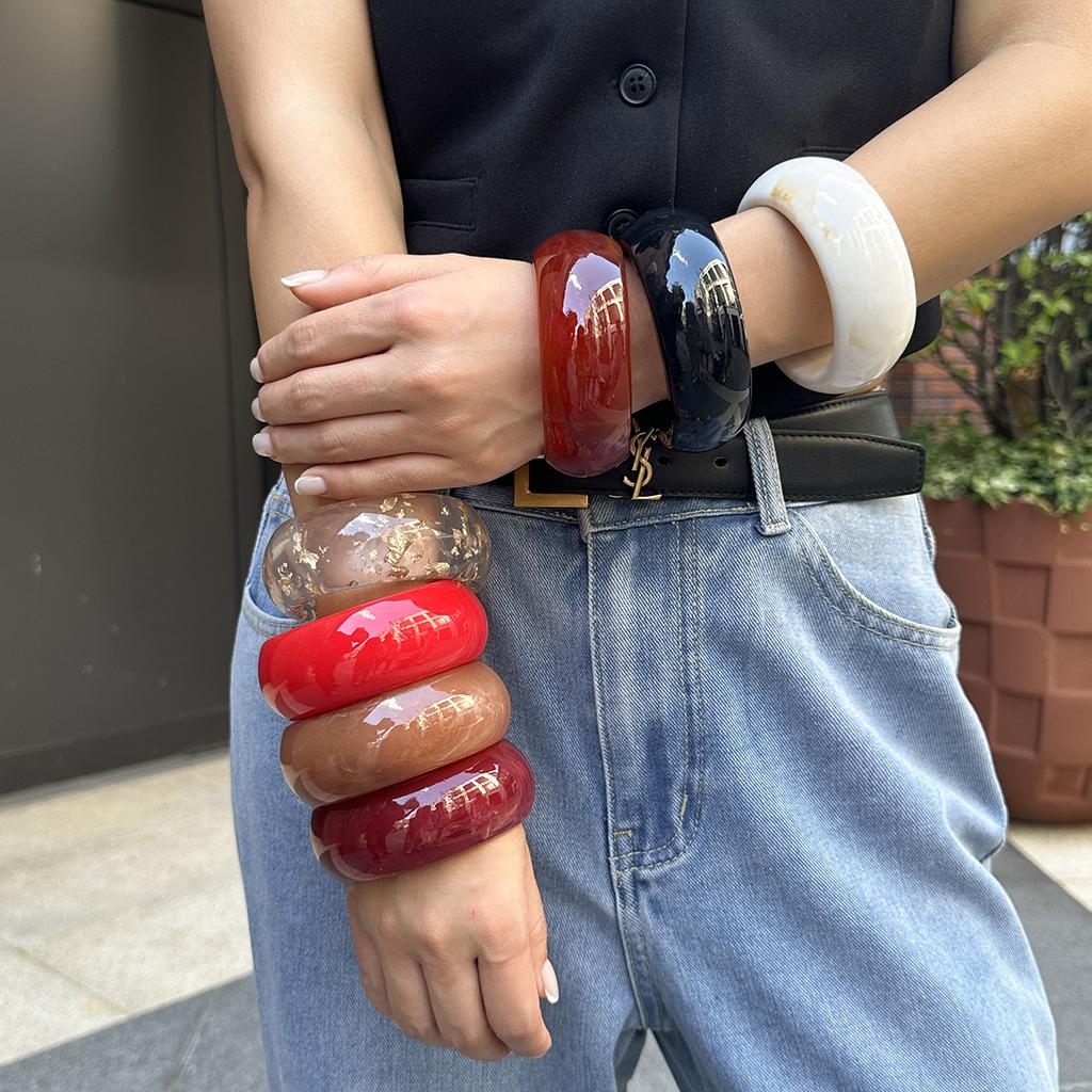 Vintage Round Resin Cuff Charms Bracelet Bangles for Women Fashion Jewelry Acrylic Wide Geometric Party Bangle For Girls