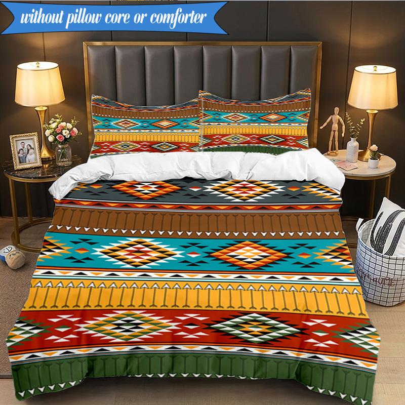 3PCS Native American Pattern Bedding Set,Including 1pc Duvet Cover And 2pcs Pillowcases Perfect for Bedroom, Dormitory, Fan Christmas Gift
