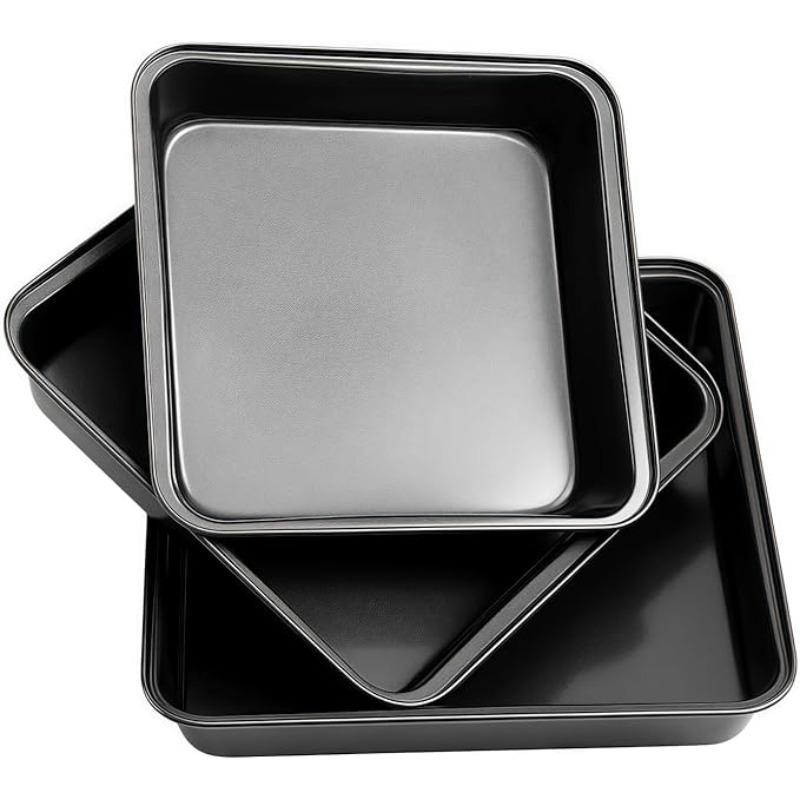 3Pcs Carbon Steel Baking Pan Set Non-Stick Cookie Cake Sheet for Bread Pastries Pie Crusts Home Easy Clean Oven Accessories