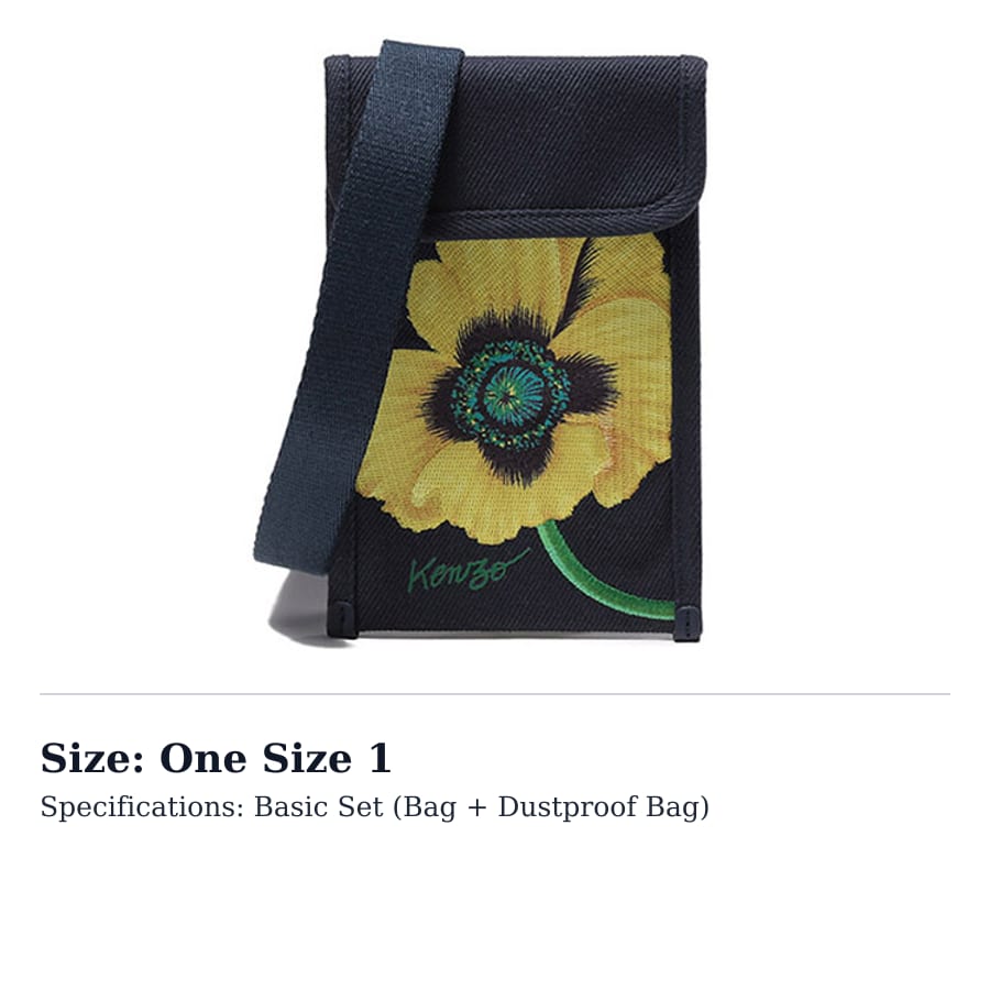 Kenzo Nigo Drop4 POPPY Flower Cow Leather Shoulder Bag Men's Marine Blue FC65PM919F31-76