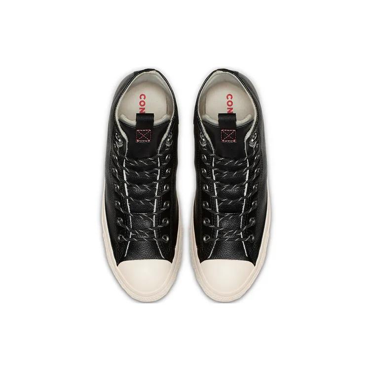 Converse All Star Hi Leather 'Black' (Unisex) Black / Driftwood Canvas Shoes 162386C