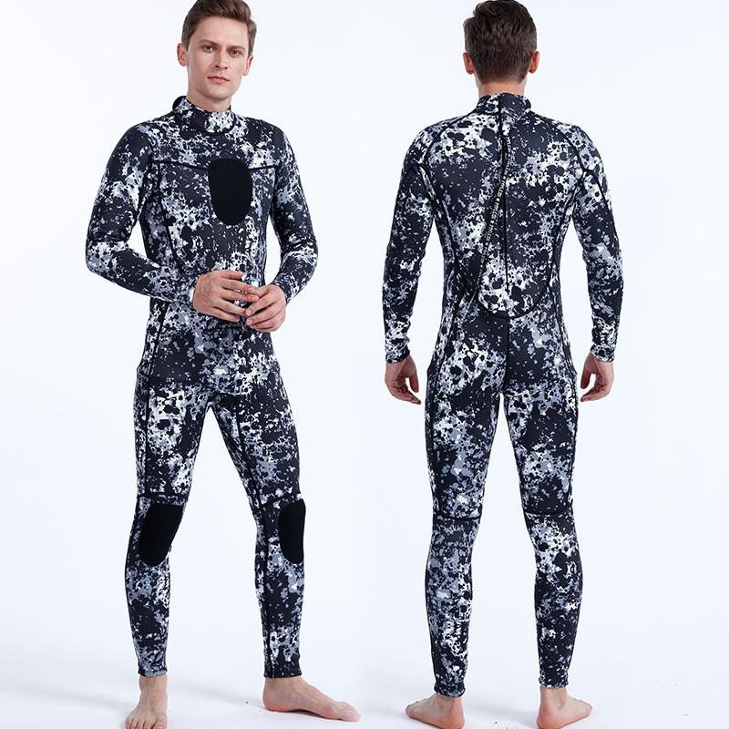 Mens 3mm Neoprene Camo Wetsuit Scuba Diving Snorkeling Swimming Water Sports Full Body Thermal Protection