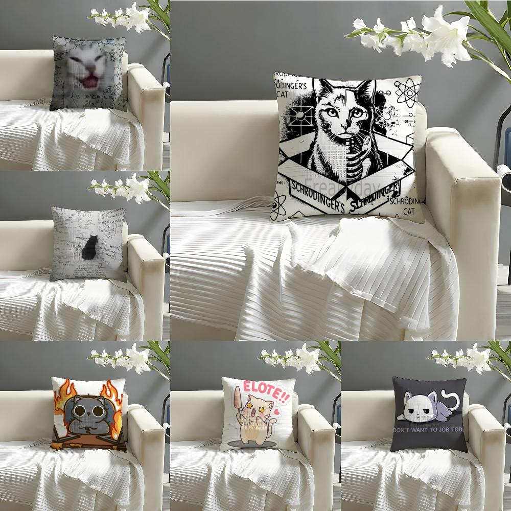 3 Funny Cat Thinking Network Pattern Pillow Case Home Living Room Decoration Linen Pillowcover Pillow Cases Cushion Cover