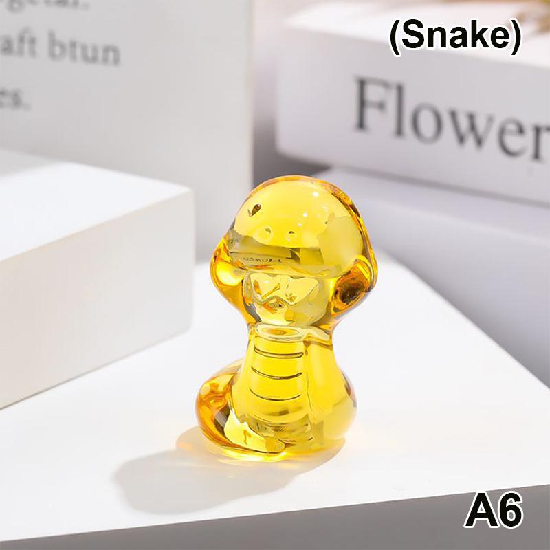 Crystal Mini Twelve Zodiac Ornaments Cute Little Animal Model Mouse Ox Tiger Rabbit Dragon Snake Desktop Decor Home Decor Gifts