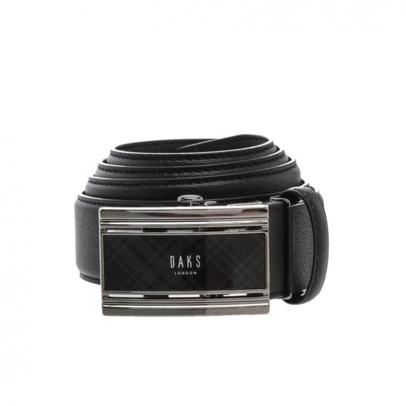 Daks Black Check Pattern Crystal Buckle Leather Automatic Belt Dbbe6e784bk