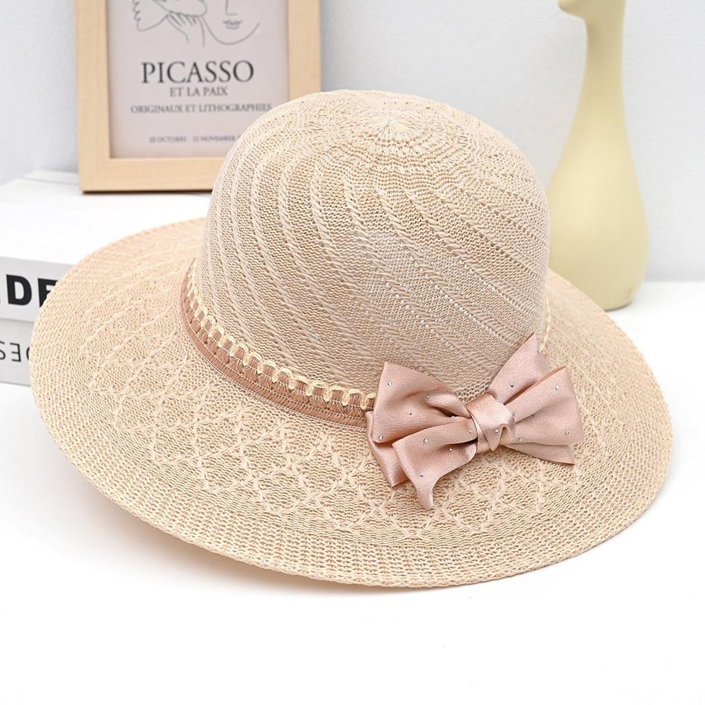 Summer new women's big edge straw hat bow breathable sunscreen sun hat outdoor UV protection sun hat