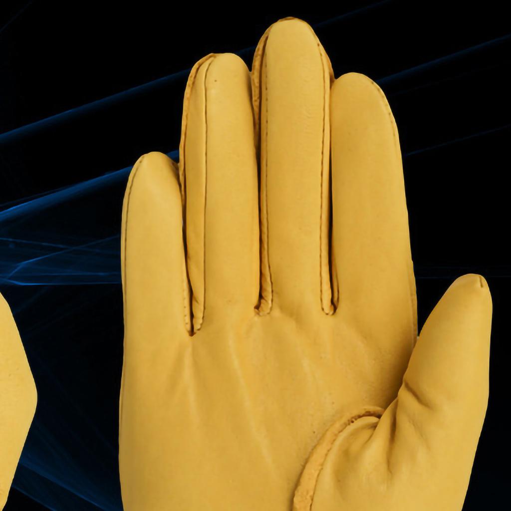 Leather Working Gloves Labor Protection Wear Resistant Garden Daily Work Protective Tool XL Yellow