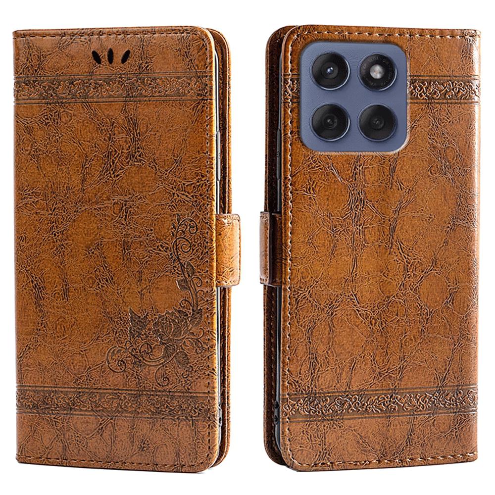 For Motorola Edge 60 Fusion 5G Case Flower Imprint Wallet Leather Phone Cover with Side Buckle