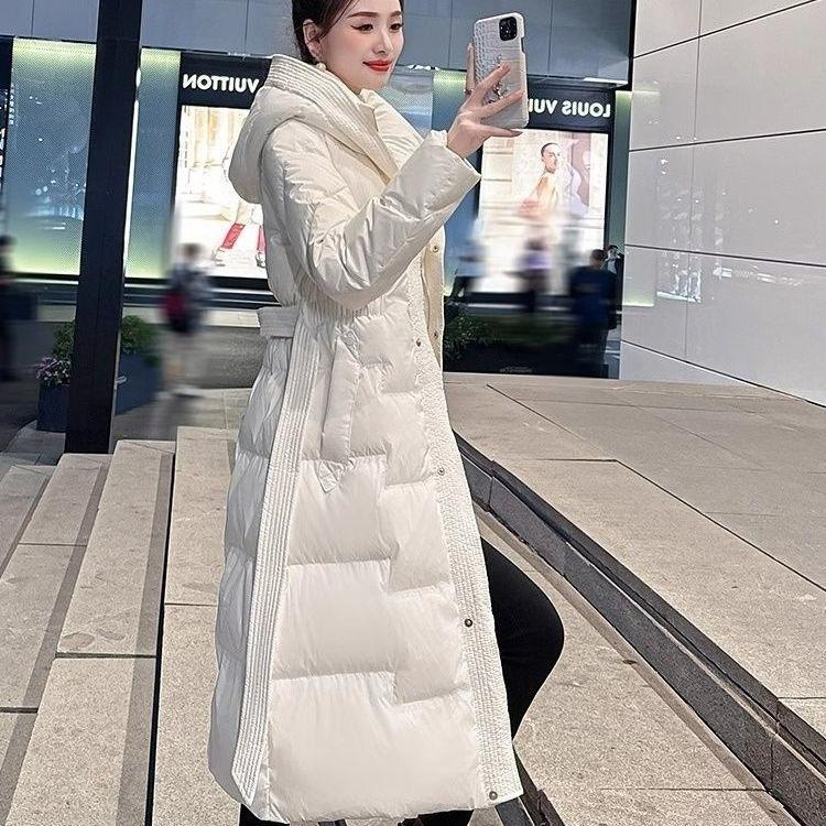Winter Casual Cotton Coat Women Oversize Long Slim Fit Pure Color Simple Outwear
