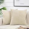 Beige Throw Pillow Covers 18x18inch 45x45CM Solid Corduroy Striped Cross Patchwork Textured Cushion Covers Home Decor for Couch