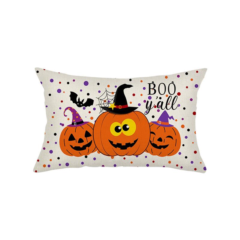 

Забавный чехол для подушки на Хэллоуин, напечатанный льняной чехол для подушки с тыквой, чехол для дивана в гостиной, чехол для подушки в спальне 30*50cm JYZ005-9