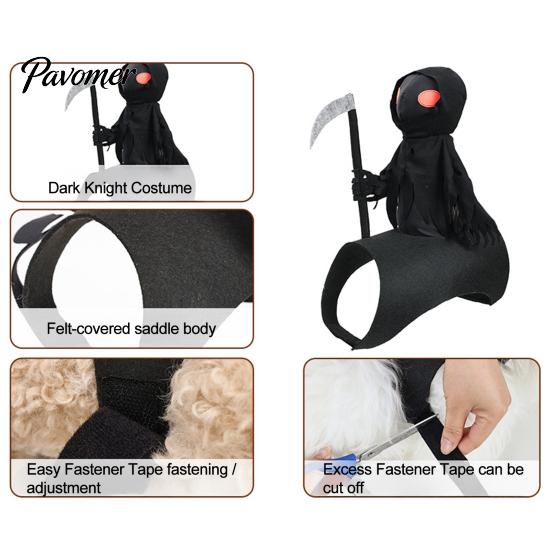 Grim Reaper Dog Outfit Halloween Costume, Rider 3D Cosplay Outfit, Funny Cute Cat Apparel Holiday Pet for Small Medium And Large Cats Dogs Comfortable