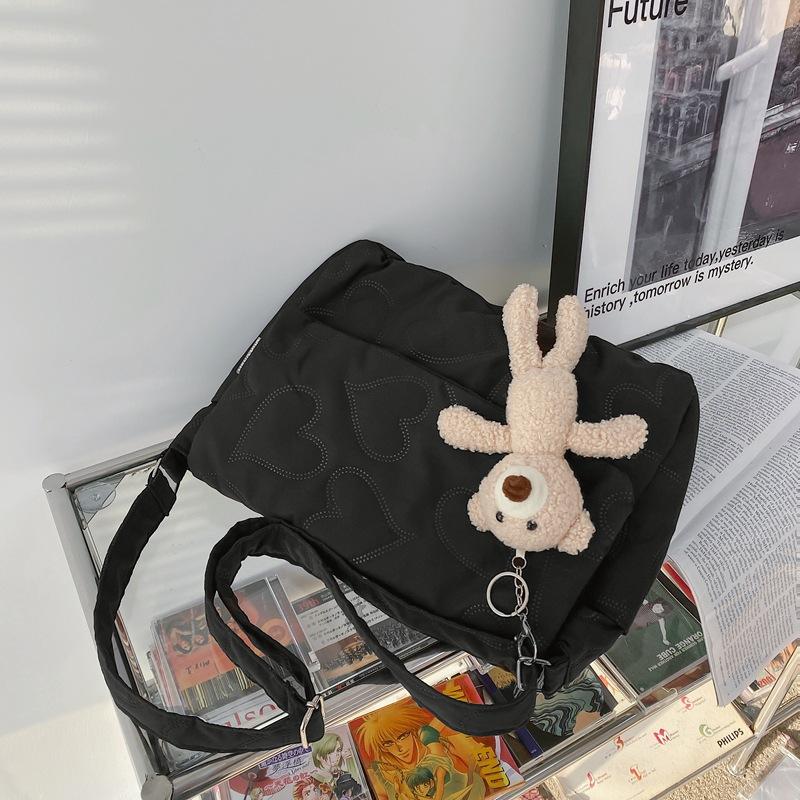 Wind cotton bag, lazy style literary and artistic large-capacity girl student mailman bag, solid color shoulder bag