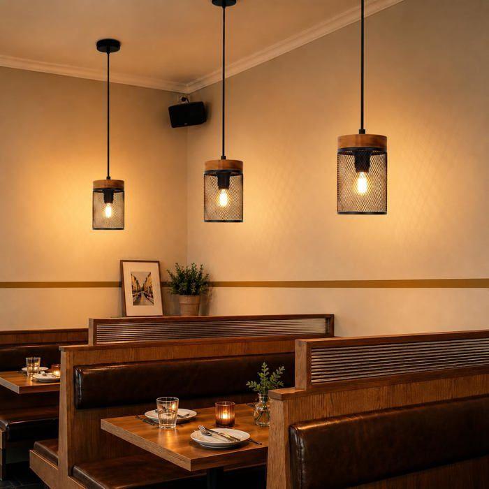 Lustre - NETTLIFE - Lustre rétro - Douille E14 - Abat-jour en maille - Design industriel