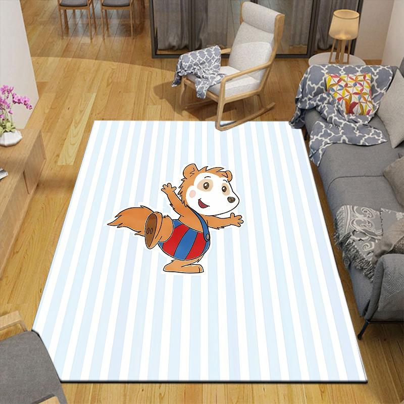 Bobo Siebenschläfer Flannel Pattern Square Carpet,Area Rug,Carpet Rug for Living Room Bedroom Sofa Playroom Decor,Non-slip Floor Mat