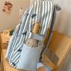 Striped Backpack with Horse Pattern and Front Pocket for School and Daily Use