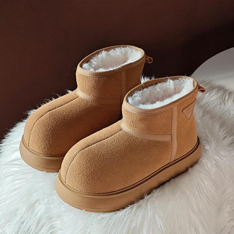 Short Snow Boots Women's Thick Soles Increase In Height 2025 Winter New Korean Version Waterproof Thickened Cotton Shoes Warm and Velvet Short Boots
