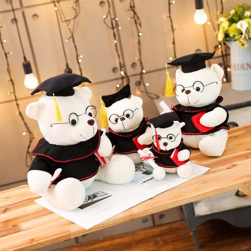7/9’’ Academic Dress Bear Vivid Cuddleable Pillow Plush for Doll Emotion Appease Non-Deform Office Ornament Gear Store T