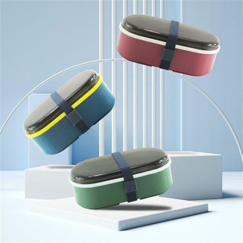 Two-Tier 850ml Large Capacity Insulated Lunch Box with Sushi Folding, Plastic Design, Sealed and Leakproof, Portable, Japanese Style, Microwave-Safe,