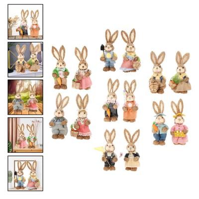 Lapin en paille 35 cm décor thème Pâques accessoires photo décor lapin pour
