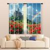 2 Pcs, Filtering Curtains (excluding Rods, Non-movable, Without Batteries) Castle & Floral Rainbow for Use In Bedrooms and