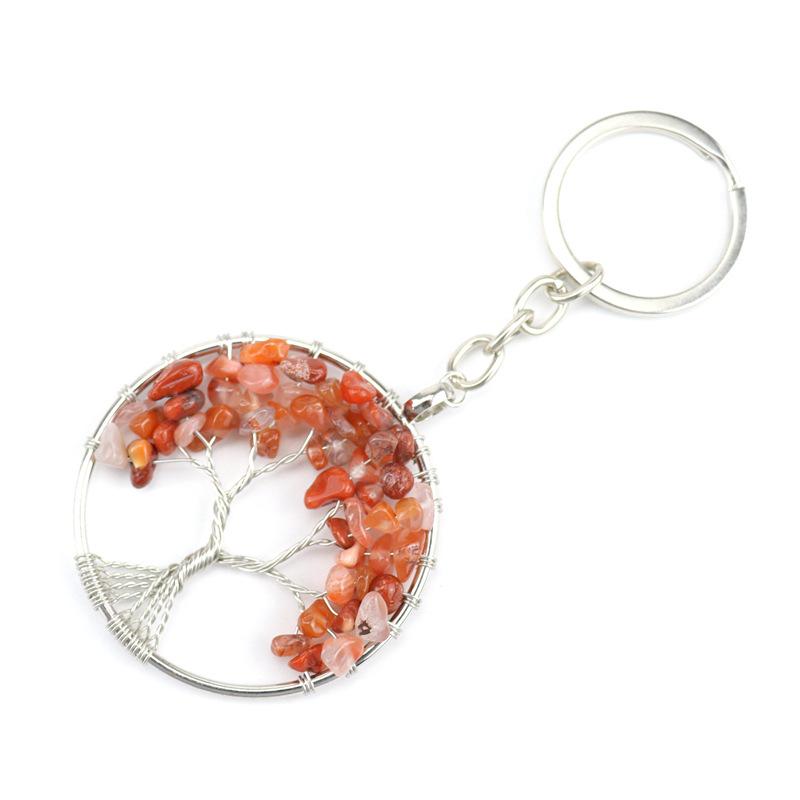 Natural Gravel Crystal Root Tree Tree Of Life Pendant Keychain Bag Pendant Keychain K04