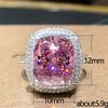 Sterling Silber Rosa Zirkonia Damenringe Brillant Verlobung Hochzeitszubehör Valentinstag Liebesgeschenk Neuer Trendiger Schmuck