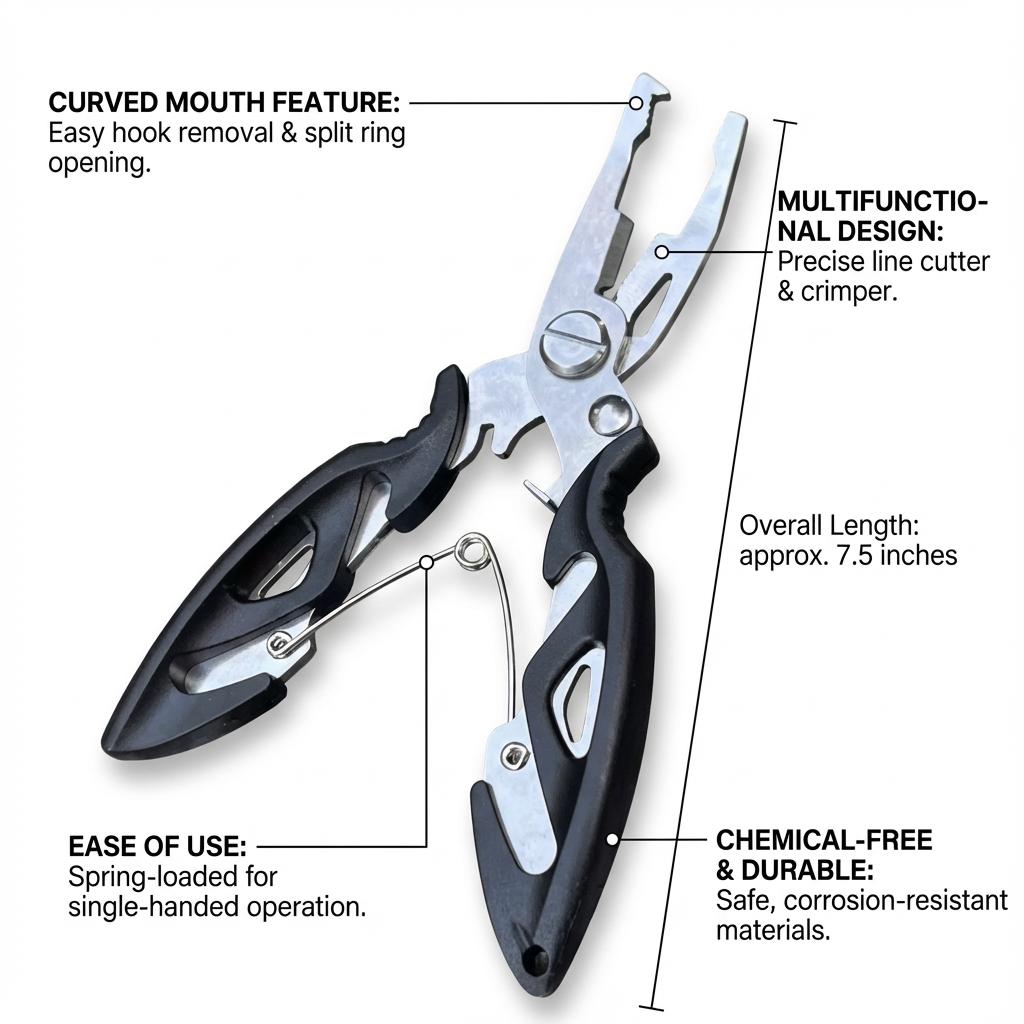 Multifunctional Curved Mouth Road Sub Pliers Cutting Lines Uncoupling Fish Hooks Opening Coils Outdoor Fishing Tools Plier