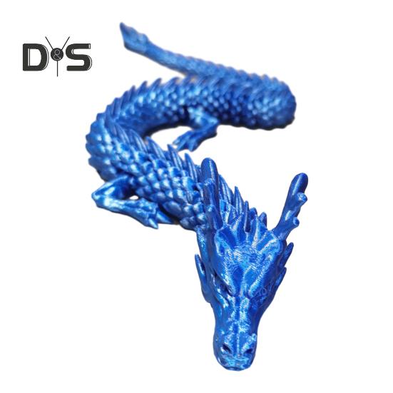 

3D-печатная фигурка дракона, игрушка-экшн, реалистичный вид, яркий цвет, китайский дракон, игрушка-фиджет, реквизит для фотосъемки синий