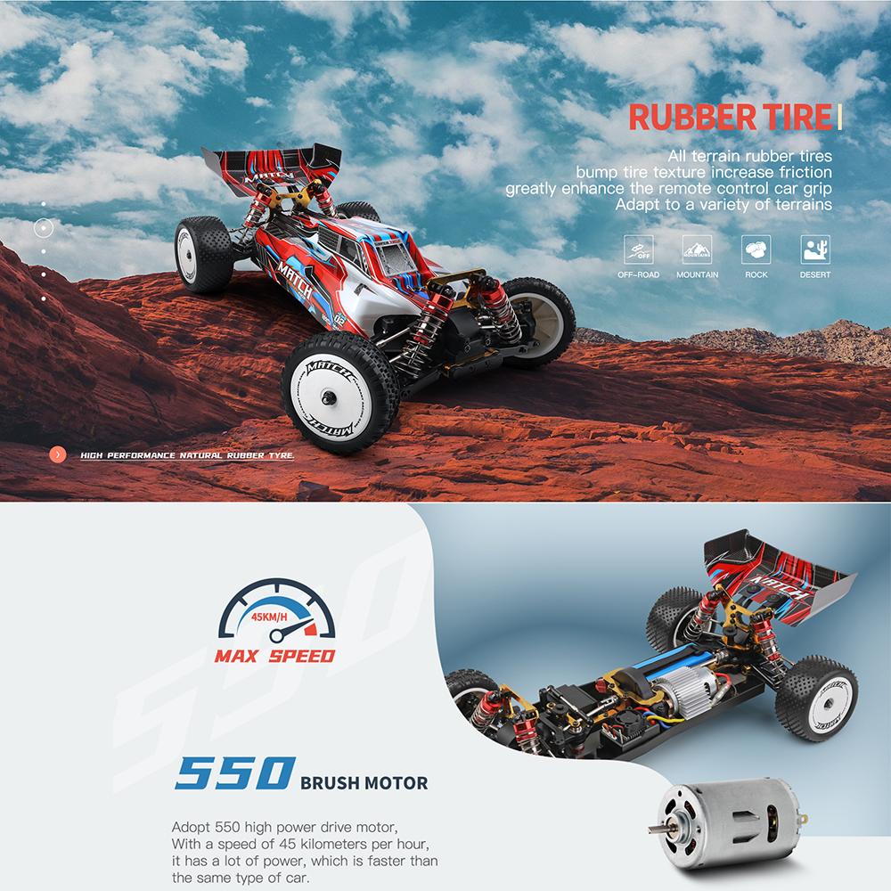 Wltoys 104001 RTR 1/10 4WD RC Car 2.4G Remote Control Racing Car Drift 45km/h High Speed Off-Road Climbing Metal Vehicles Toys