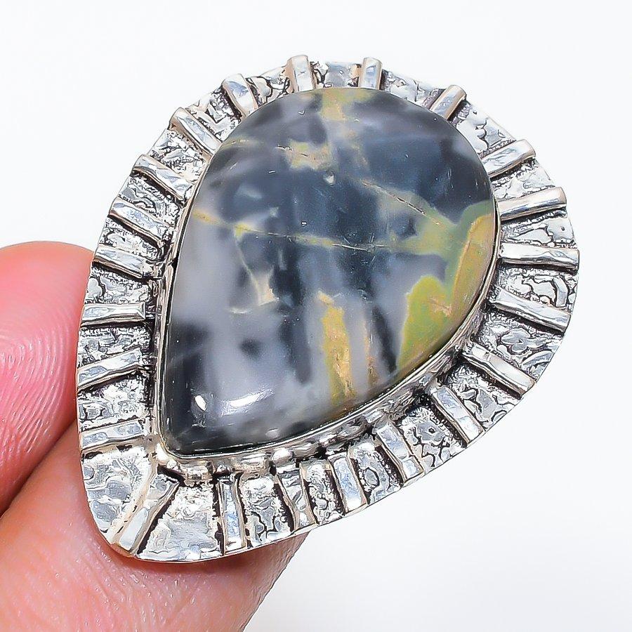 Natural Maligano Jasper Gemstone 925 Sterling Silver Jewelry Ring Size 8 ZS-908