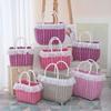 Colorful Woven Plastic Basket: Handheld Souvenir Gift, Imitation Rattan, Ladies' Bath & Storage Basket