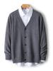 Men's V-neck Wool Cardigan: Autumn/Winter Business Casual Solid Color Long Sleeve, Warm Loose Knit Outerwear.