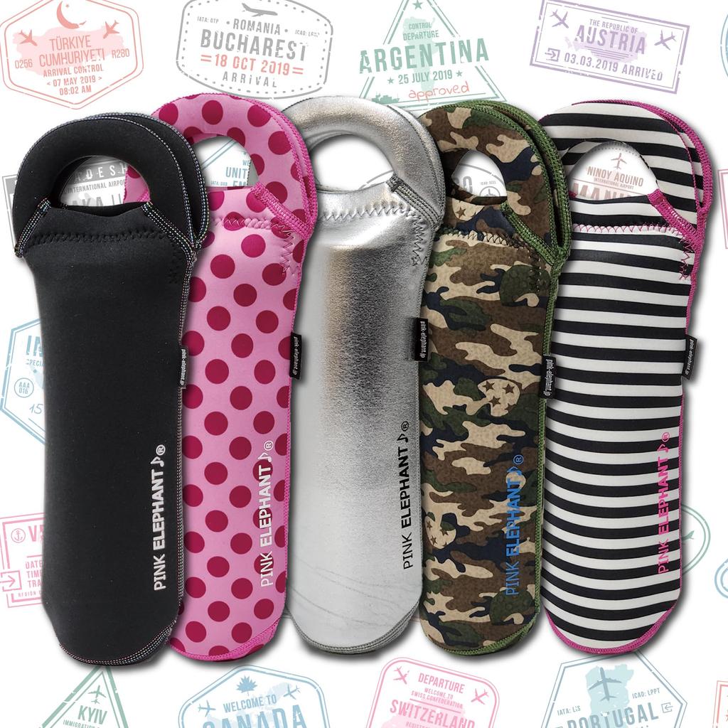 Pink Elephant Bottle Cover Insulated Wetsuit Material Bottle Case PE117, (Pink Dots)