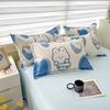 Blue Love Soft Duvet Cover Set Heart Shaped Lovely Rabit Print Beding Sets for Women Young Girls Tens Bed Linen Set Flat Shet Reversible Covers