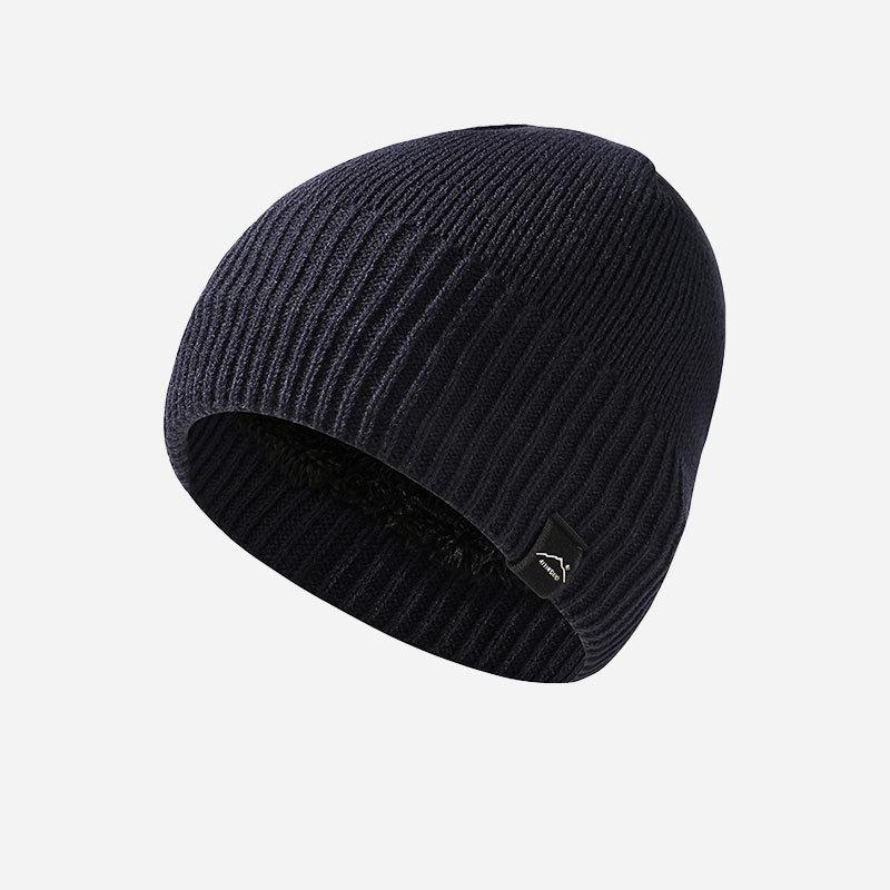 Knitted Hat Men's Autumn Winter Warm Cold-Proof Fleece Hat Outdoor Cycling Sports Cold-Proof Cap