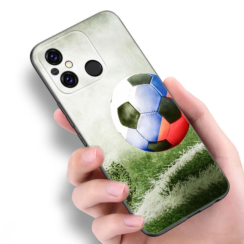 Football Field Black Phone Case For Xiaomi Redmi 11 Prime 11A 12C 13C A1 A2 Plus 12 4G 10 5G 8A 9A 10A 9C 10C 9i 12R Note 9T