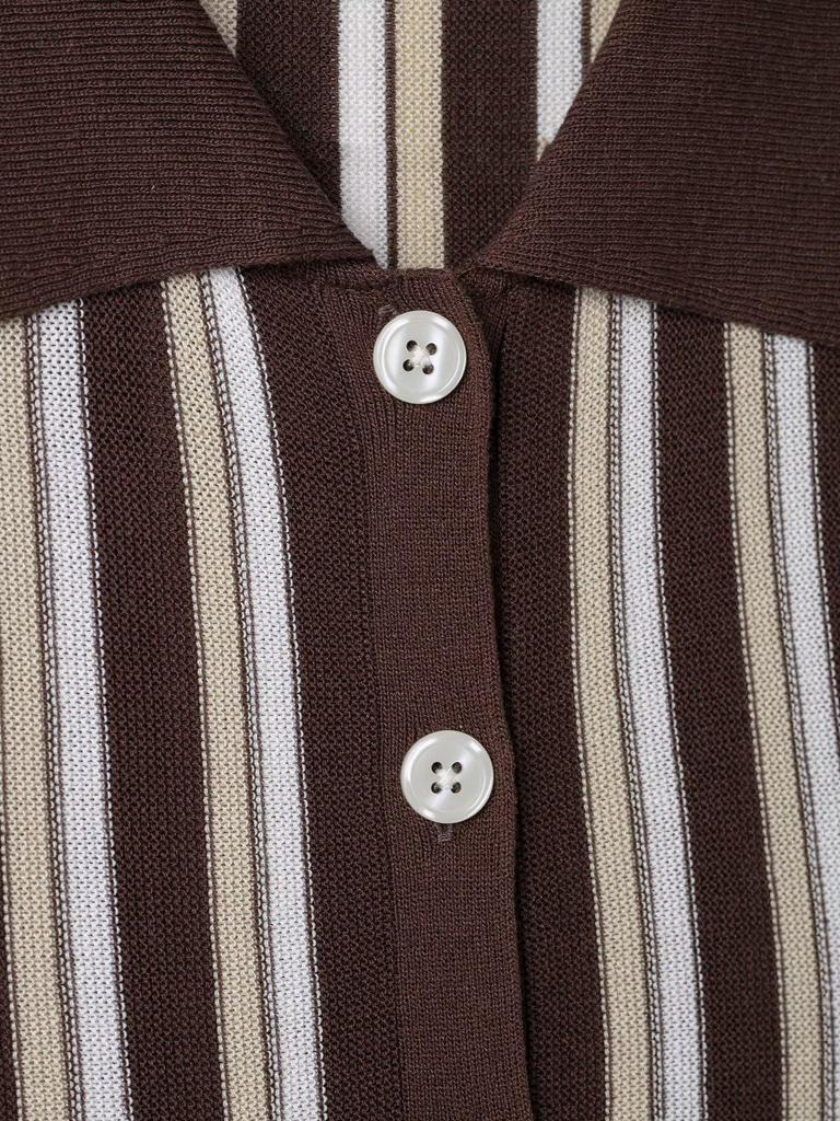 Spring 2025 Women's European & American Striped Knit Polo Cardigan