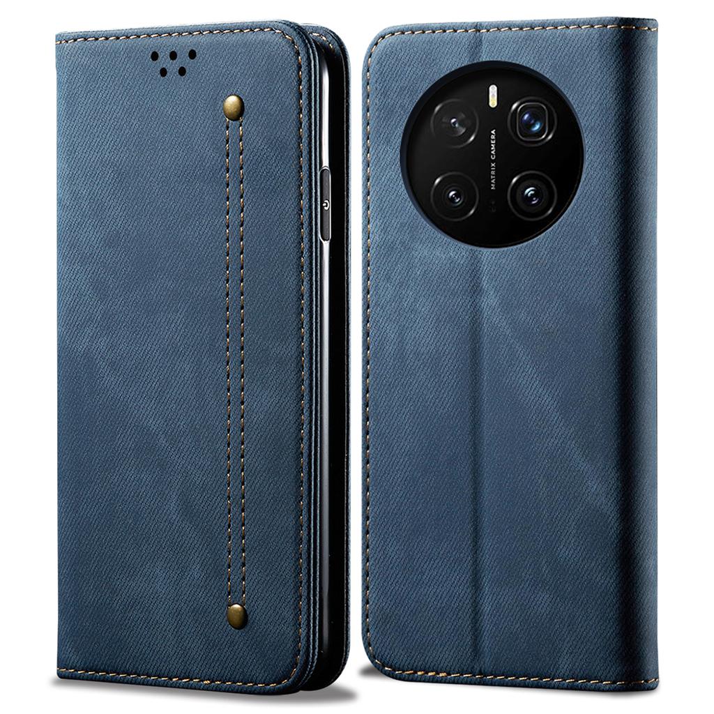 For Honor Magic7 5G Case Jeans Cloth Texture Anti-Scratch Leather Stand Phone Cover