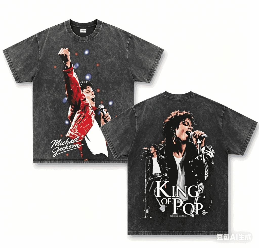 T-shirt Lavata Michael Jackson Abbigliamento per tutto l'anno alta qualità personalità Vestiti Taglie Forti Unisex Nuovo Modello Lavato Vintage Ampio