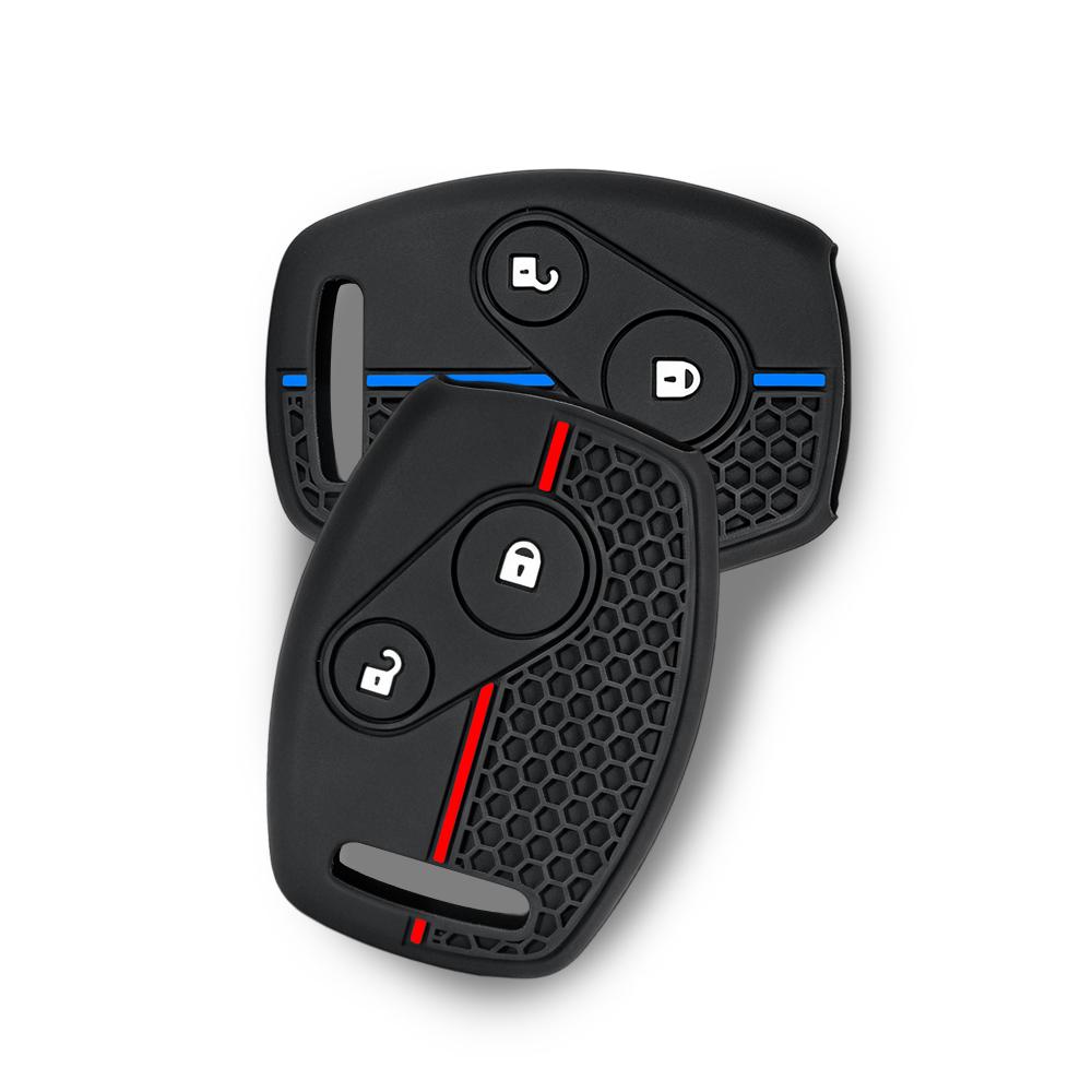 2 Buttons Silicone Car Remote Key Fob Case For Honda Civic 4D Jazz Gr8 Cr-V Srv Frv Fit Csx Chord 7 Accord Emblem Extra Screw