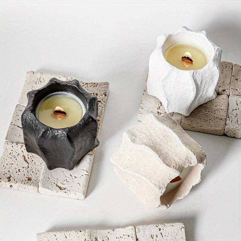 1Pc Light Luxury Simple Vertical Wave Cement Household Aromatherapy Candle Cup Empty Cup Candlestick Ornament