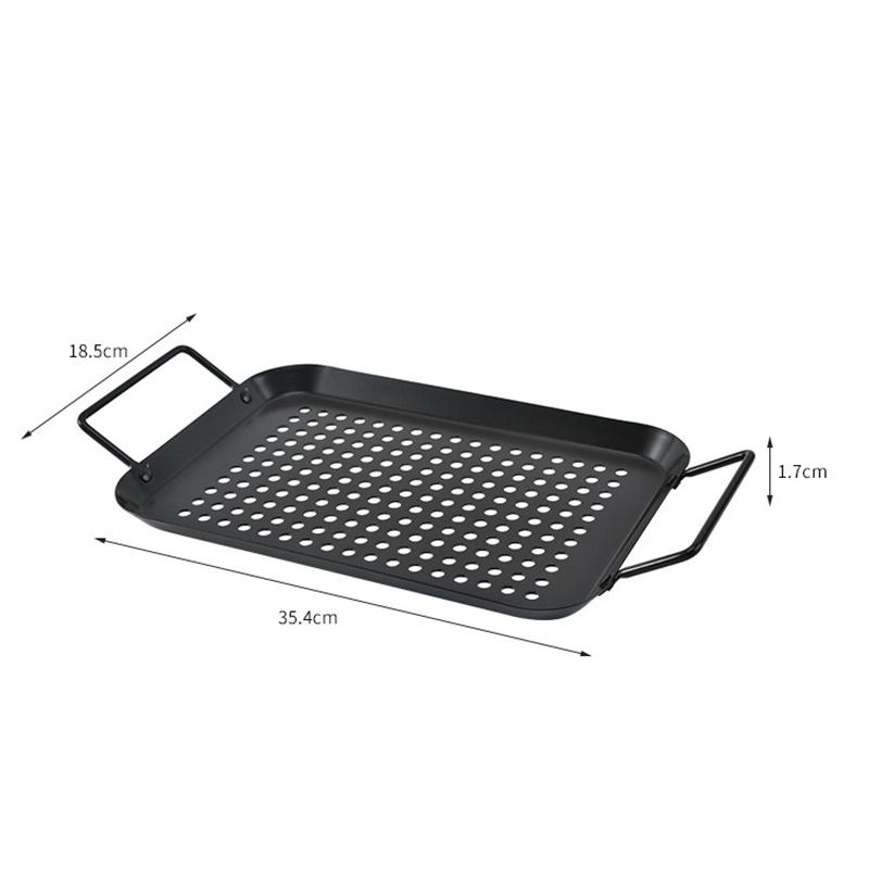 

Stainless Steel Barbecue Grill Basket With Perforated Drain Basket Non-Stick Charcoal Plate Camping Portable BBQ Accessories