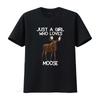 Just A Girl Who Loves Moose Funny Lover Unisex Quote T Shirt Vintage Washed Homme Streetwear Graphic Fashion