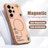 Magnetic For Magsafe Case For Samsung Galaxy S26 Ultra S25 Edge S24 Plus S23 FE S22 A54 A55 A56 5G Hanging Astronaut Pattern Matte Cover