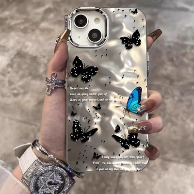 Blue Butterfly Is Suitable for Apple 16promax Mobile Phone Case IPhone 15 Full Inclusive 14/13 Water Ripple 12/11