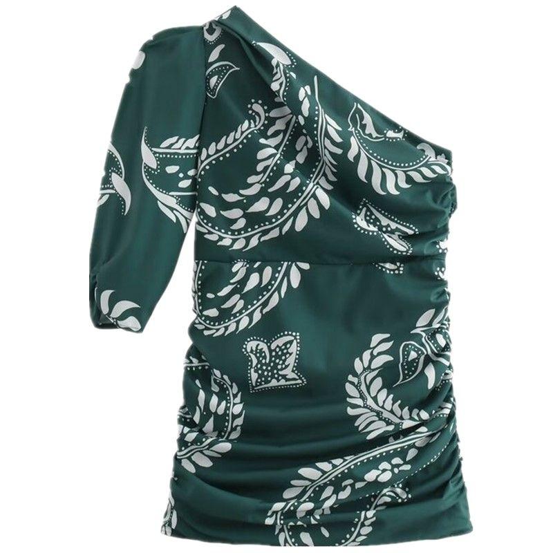 Fashion Style 2024 Summer New Arrival Women's Clothing Stylish Easiest for Match Fashion One Shoulder Print Dress 8486254