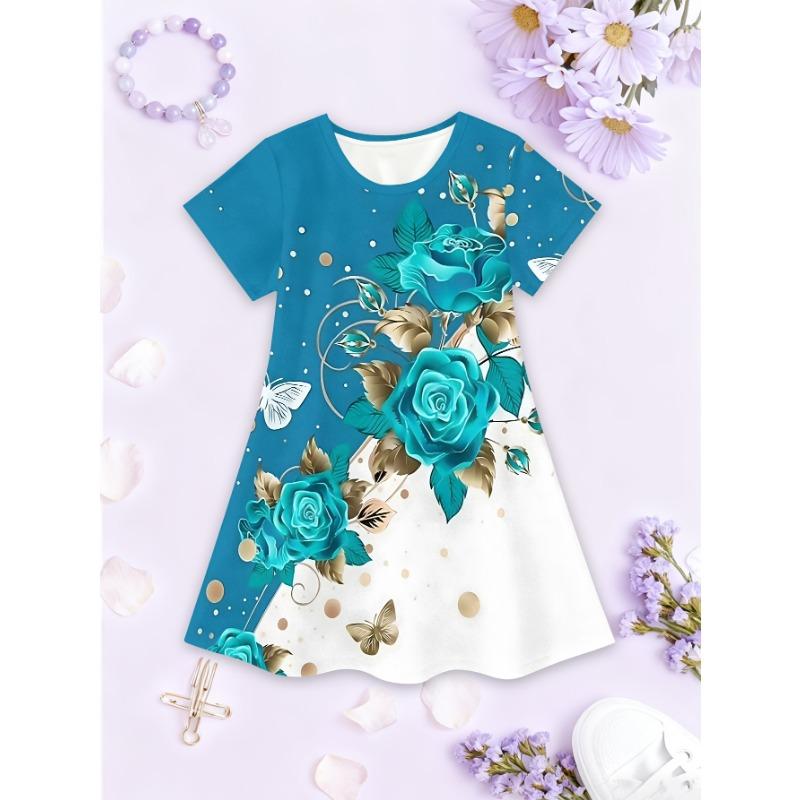 Digital Fashion Fantasy Girl Casual Short Sleeve Dress with Cute 3D Print