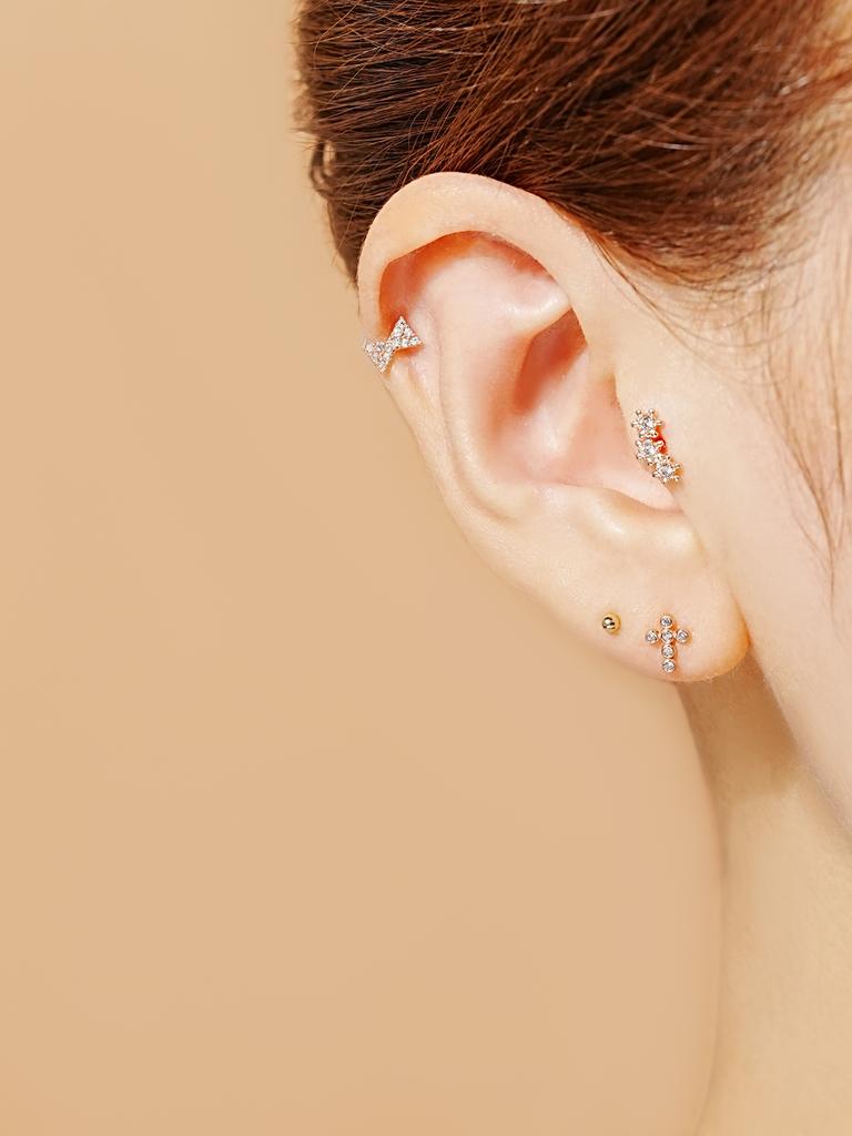 Minimalpiercing 14K Tiny Ribbon Piercing Earrings